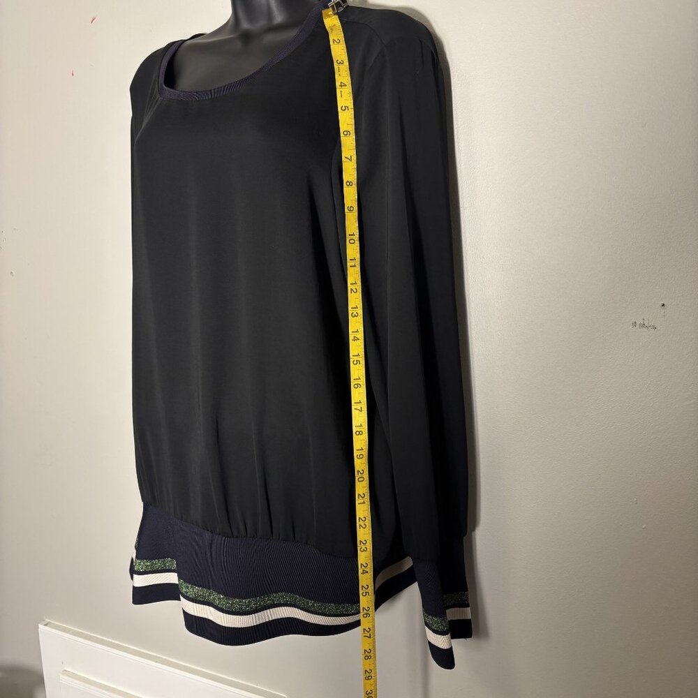 Scotch & Soda Maison Scotch Black Long Sleeve Top With Glitter Accents On Cuffs - Picture 7 of 13